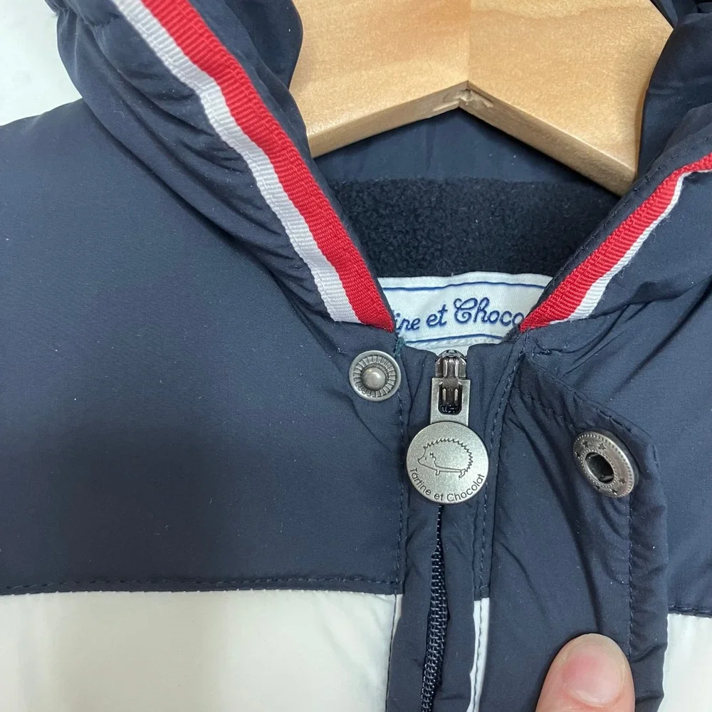 Tartine et Chocolat Puffer Snowsuit Navy w/Detachable Mittens & Booties 12 month